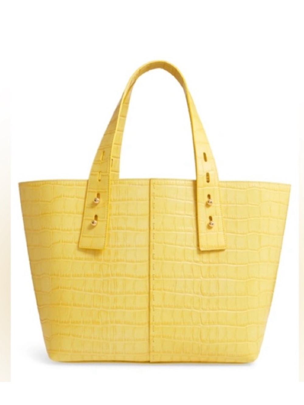 Frame Denim Yellow Croc-Embossed Leather Tote